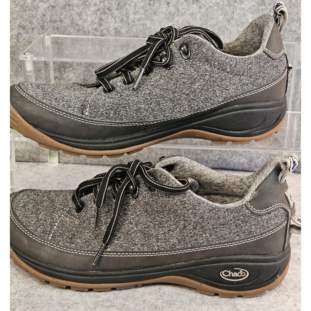 Chaco Gray Wool-Look Lace-Up Athletic Sneakers with Brown Soles